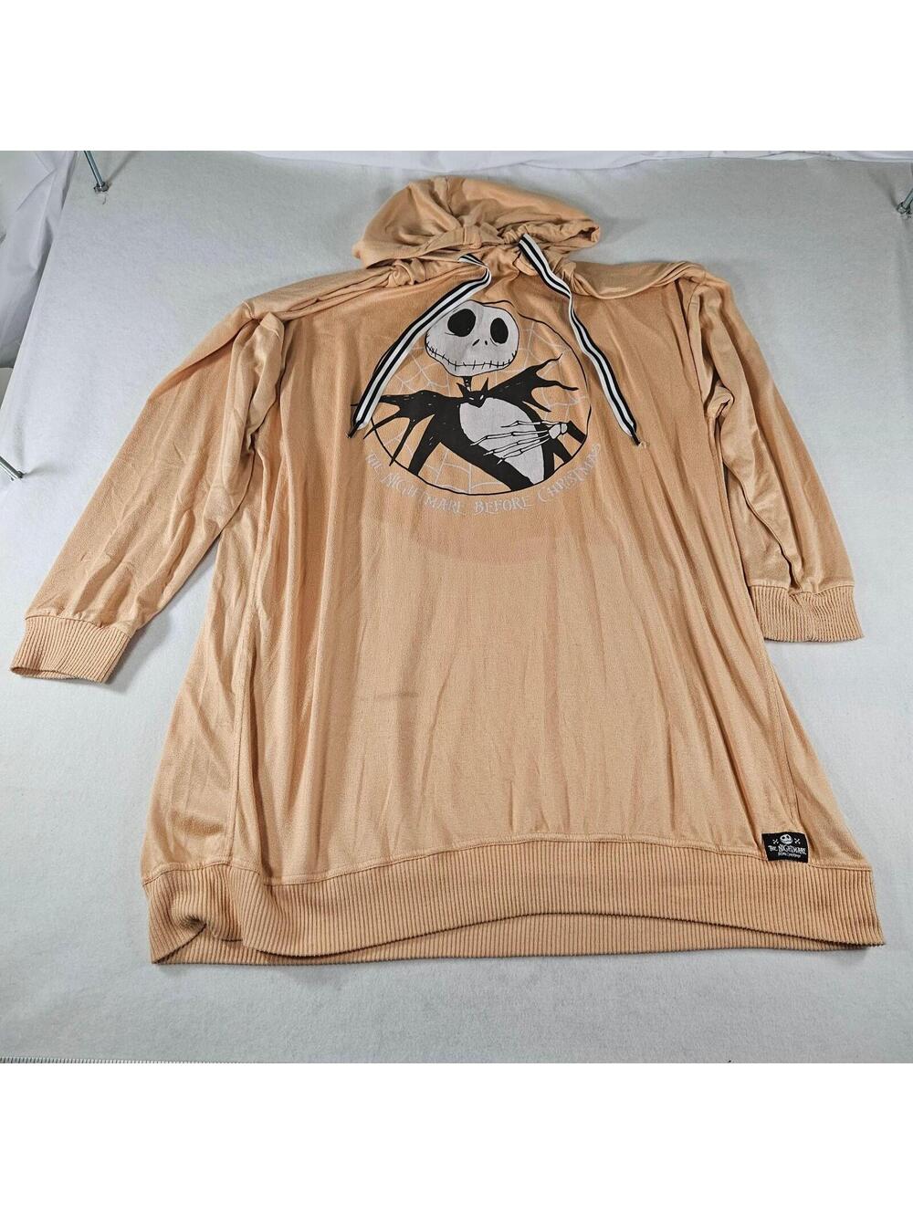 Disney Nightmare Before Christmas Hoodie Adu 3XL Cream Jack Skellington Pullover